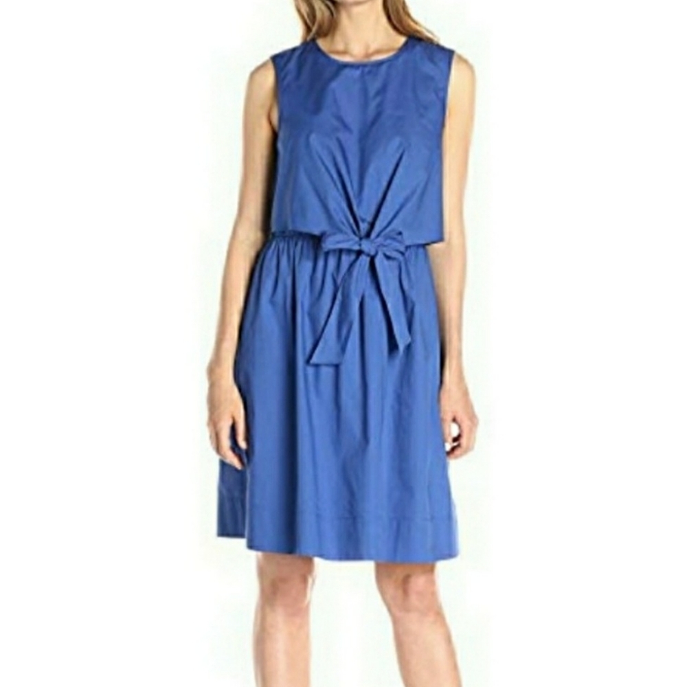 Lark & Ro Sleeveless Bow-Front Dress Blue
